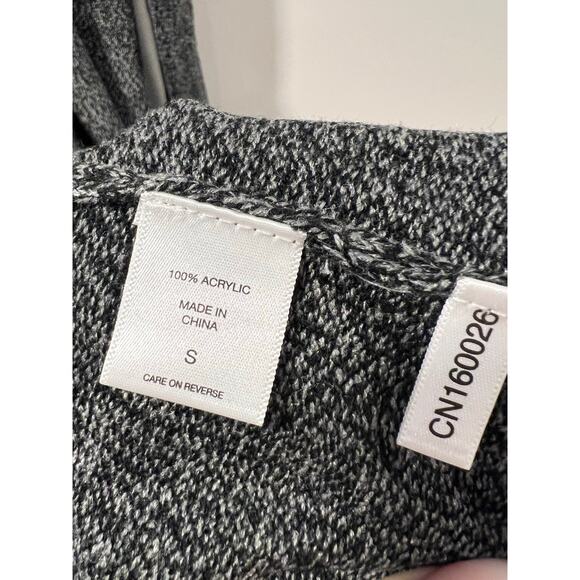 Soho Long Open Duster Cardigan Black and Gray Speckled Size Small JL - Picture 7 of 10